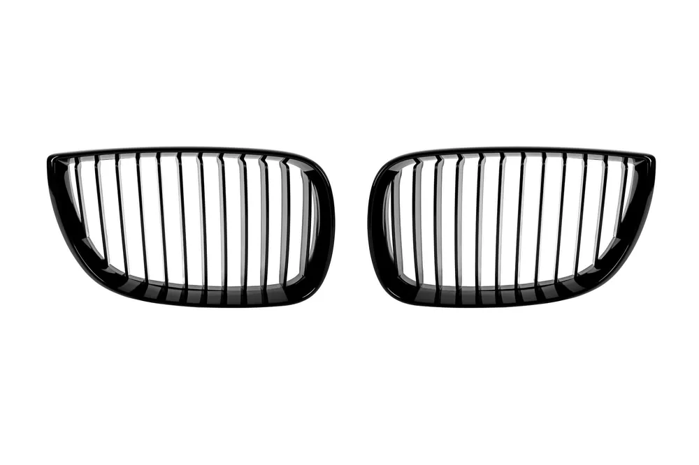 Grile de rinichi cu nervuri simple, vopsite în negru, potrivite pentru BMW Seria 1 E81, E82, E87, E88 2003-2007 Livrare gratuită