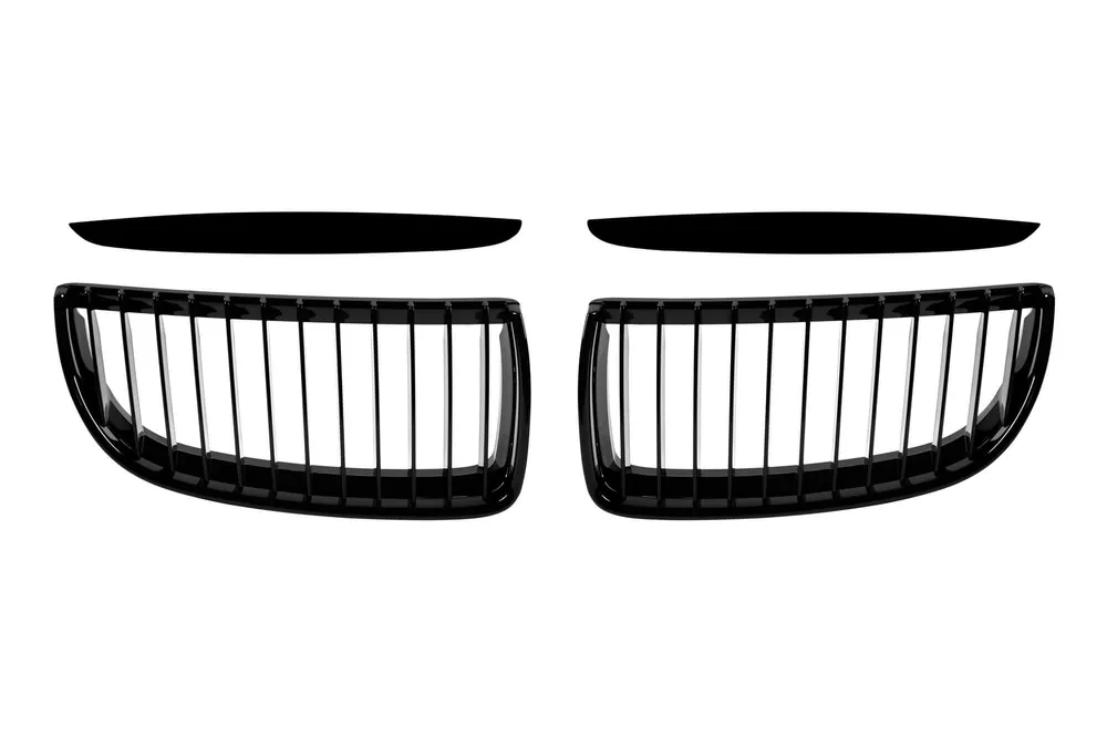 Grile de rinichi cu nervuri unice vopsite în negru, potrivite pentru BMW Seria 3 E90, E91 2005-2007 Premium