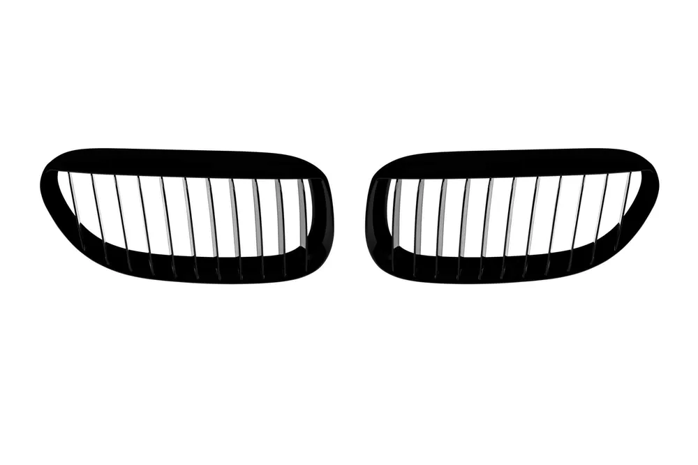 Cumpără online Grile rinichi cu nervuri simple vopsite în negru, potrivite pentru BMW Seria 6 E63, E64 2003-2010