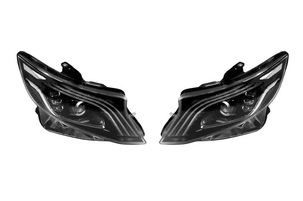 Cumpără online Set de faruri LED de tuning potrivit pentru Mercedes V-Class W447 2014-2023 cu bază neagră, stânga și dreapta