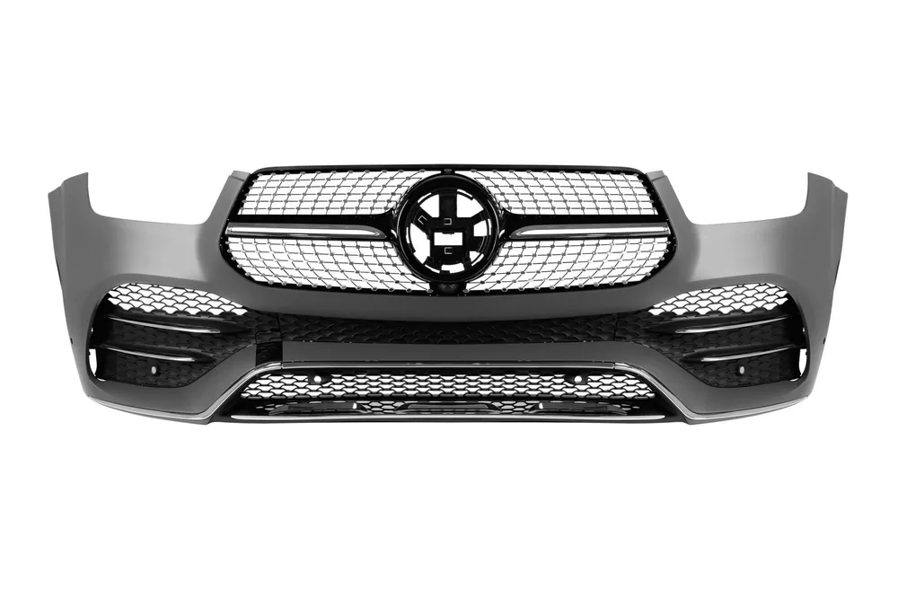 O bara de protectie frontală Design Line potrivită pentru Mercedes GLE W167, GLE Coupe C167 2018-2023, după 2024, cu grilă diamantată crom/neagră. Plată sigură