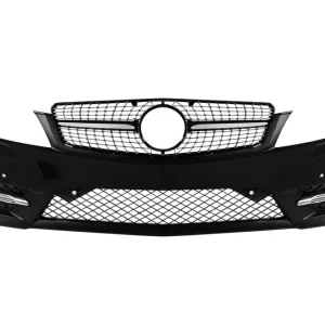 Bara frontală A Design Line potrivită pentru Mercedes C-Class W204 Sedan, S204 Estate 2007-2014 cu PDC, cu grilă Chrome/Black Diamond Premium