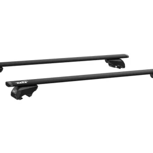Bare transversale aerodinamice negre Hakr AERO serie Wing potrivite pentru mașini cu bare longitudinale încorporate 1270x74x29mm Plată securizată