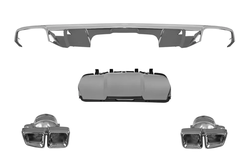 Difuzor tip GL63 cu capace cromate potrivit pentru bara spate A Design pentru Mercedes GL X166 2012-2015 -oo–oo- Ieftin