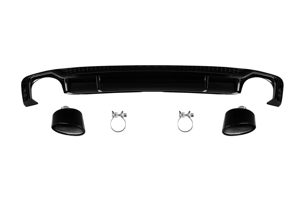 Reduceri Difuzor tip RS5 cu capace negre potrivit pentru bara S-line spate pe Audi A5 Sportback, Coupe, Cabrio 2016-2020 -O–O-