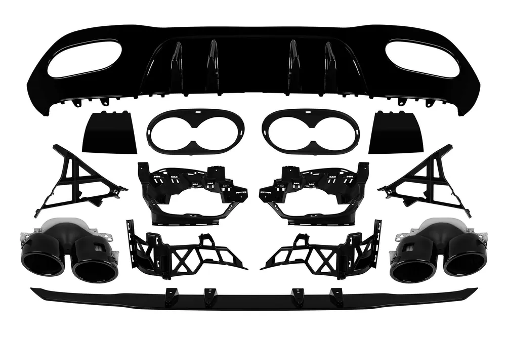 Bestseller Difuzor tip A45 cu capete negre potrivit pentru bara A Design pe Mercedes Clasa A W177 după 2018 -oo–oo-