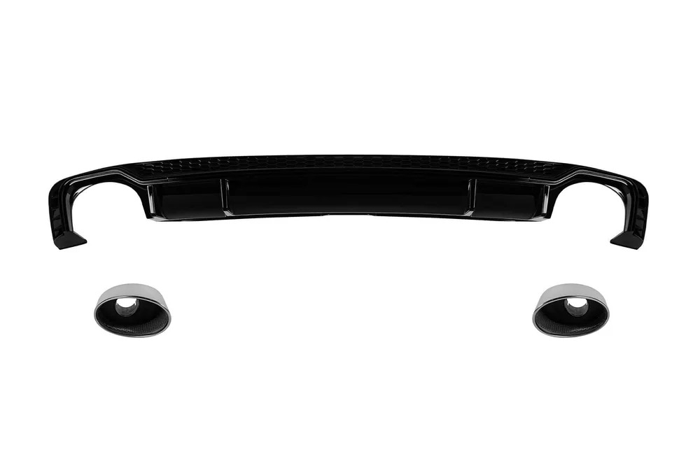 Ofertă Difuzor tip RS5 cu capace cromate potrivit pentru bara S-line spate pe Audi A5 Sportback, Coupe, Cabrio 2016-2020 -O–O-