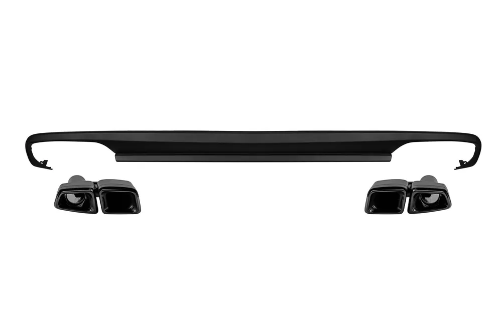 Plată sigură Difuzor tip E63 cu capete negre potrivit pentru bara spate A Design a Mercedes E-Class W212 2009-2014 -oo–oo-