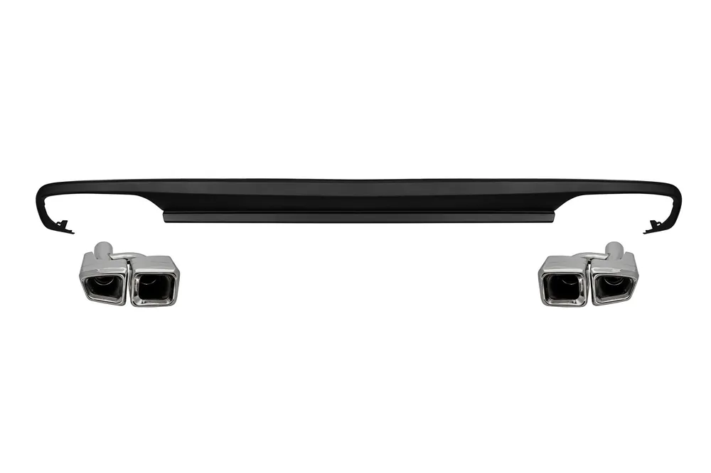 Ofertă Difuzor tip E63 cu capete cromate potrivit pentru bara spate A Design a Mercedes E-Class W212 2009-2014 -oo–oo-