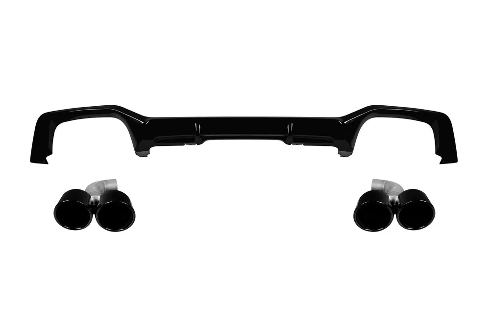 Difuzor tip X4M cu capete negre potrivit pentru bara M din spate a BMW X4 G02 după 2018 -oo–oo- Premium