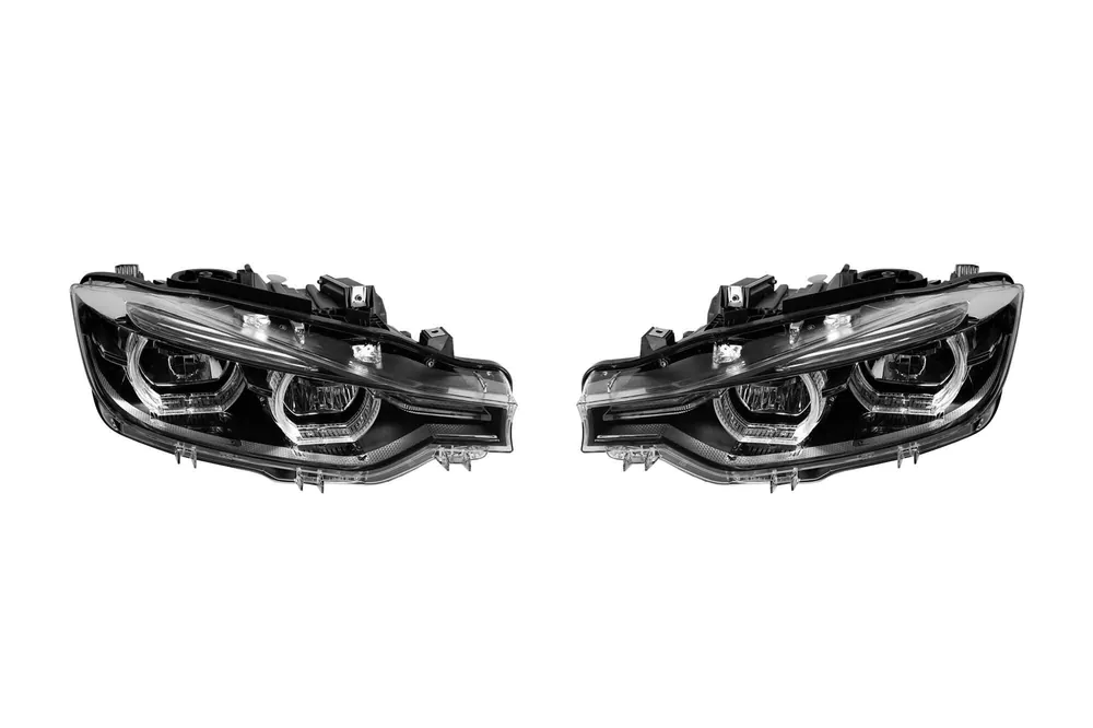 Set de faruri LED de tuning potrivite pentru BMW Seria 3 F30, F31 2013-2015 cu carcasă neagră, potrivite pentru modelul cu faruri halogen Discount