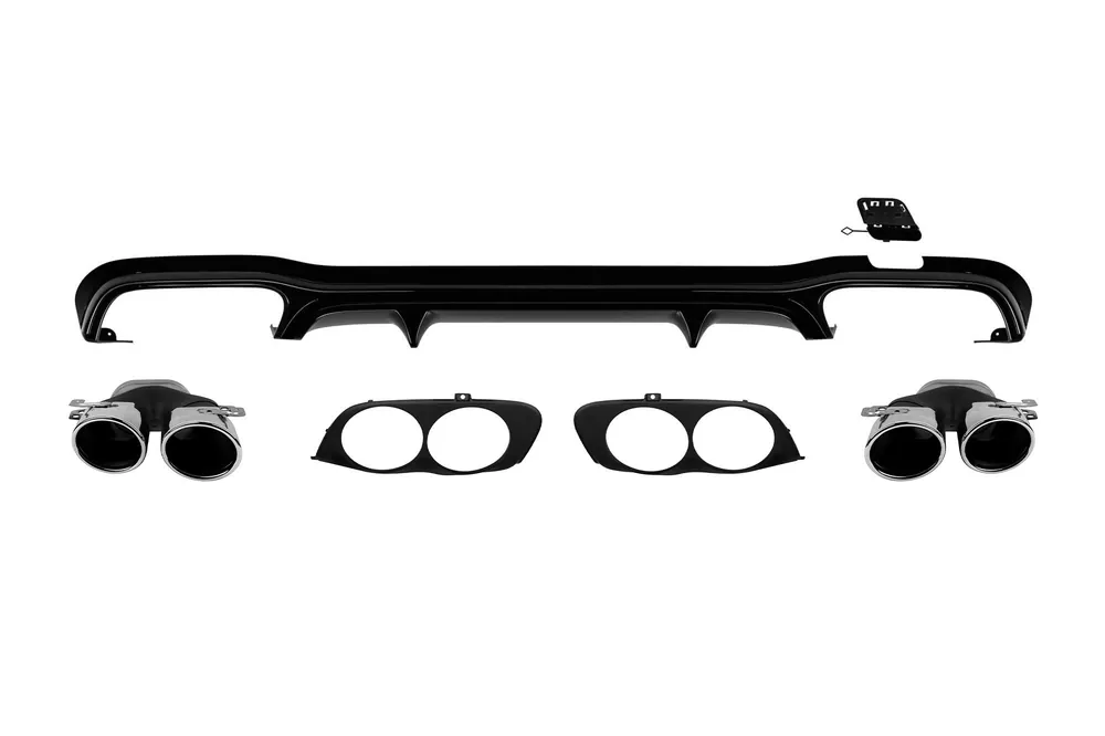 Difuzor tip E53 GT cu capete cromate potrivit pentru bara spate A Design pe Mercedes E-Class W213 2017-2022 -oo–oo- Preț promoțional