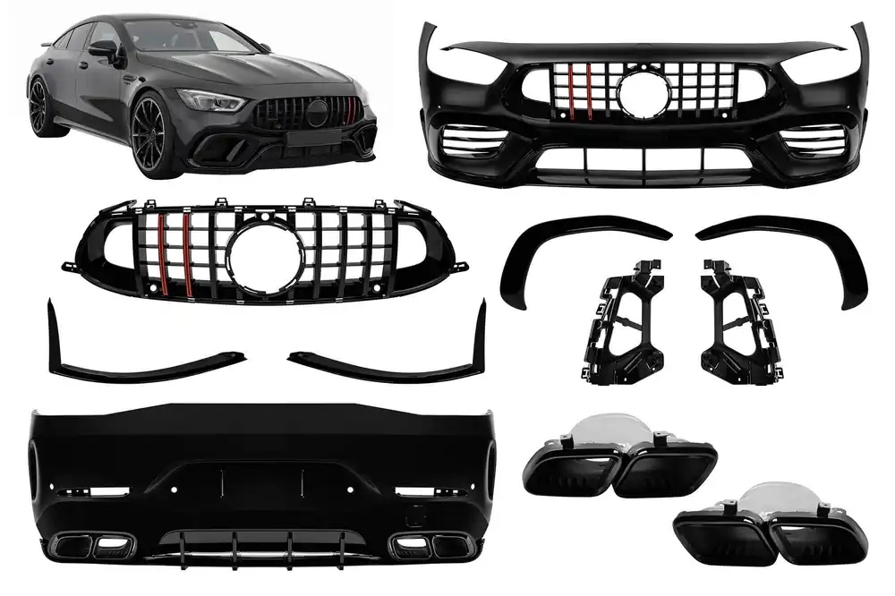 Ieftin Un pachet de design tip GT63 cu grilă de lac negru tip Brabus cu linii roșii, potrivit pentru Mercedes A Design GT X290 4 Door Coupe după 2019