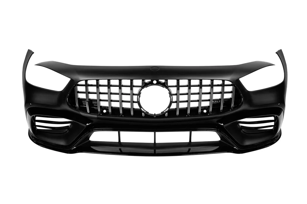 Plată sigură Bumper frontal A Design tip GT63 cu grilă crom/neagră tip GT potrivit pentru Mercedes A Design GT Coupe cu 4 uși după 2019