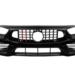 Bumper frontal tip A Design GT63 cu grilă tip Brabus cu lac negru și linii roșii, potrivit pentru Mercedes A Design GT 4 Door Coupe după 2019 Noutate