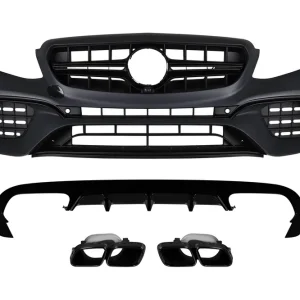 Bestseller Un pachet A Design tip E63 potrivit pentru Mercedes E-Class C238 coupe, A238 cabrio 2017-2019 cu ieșiri de evacuare negre, pentru modelul cu bara de protecție A Design spate