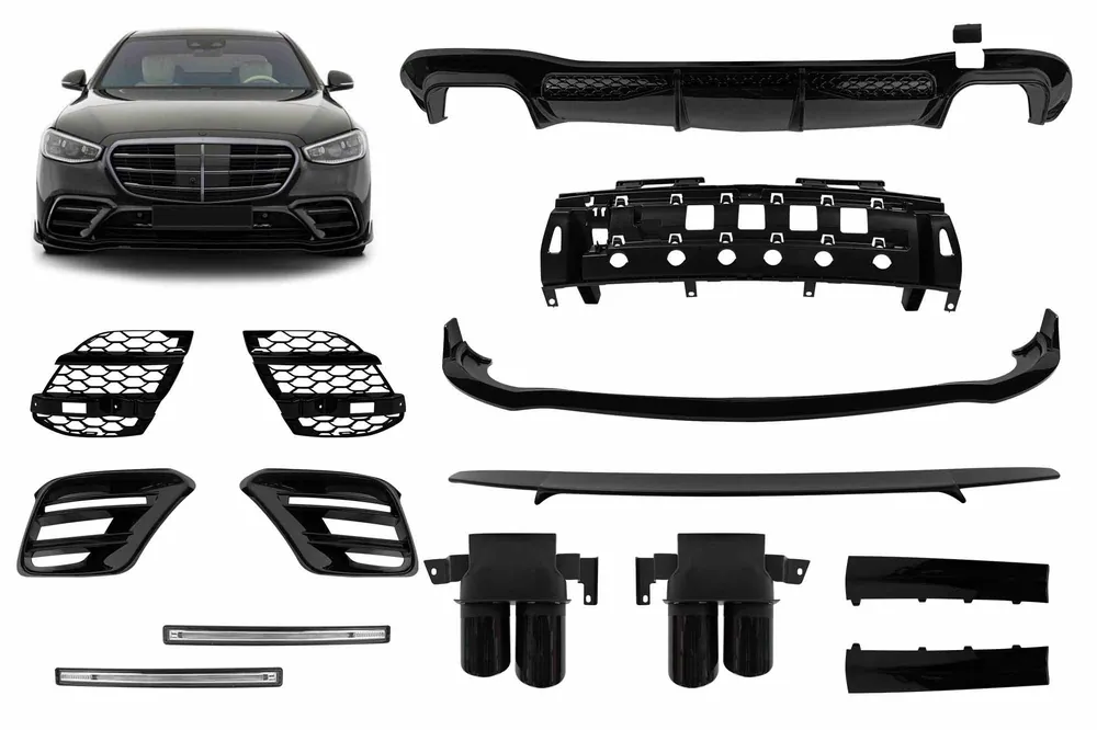 Brabus accesorii potrivite pentru bara de protecție frontală și spate A Design pe Mercedes S-Class W223 după 2020 cu ieșiri de evacuare Cumpărături sigure