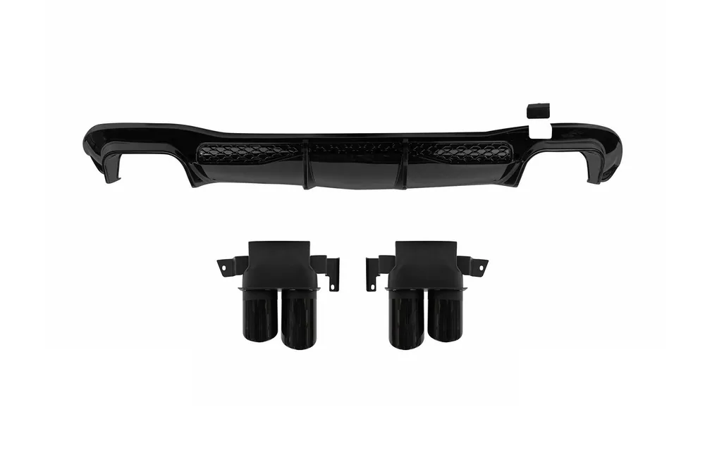 Difuzor tip Brabus cu capete negre potrivit pentru bara spate A Design pe Mercedes S-Class W223 după 2020 -oo–oo- Calitate înaltă