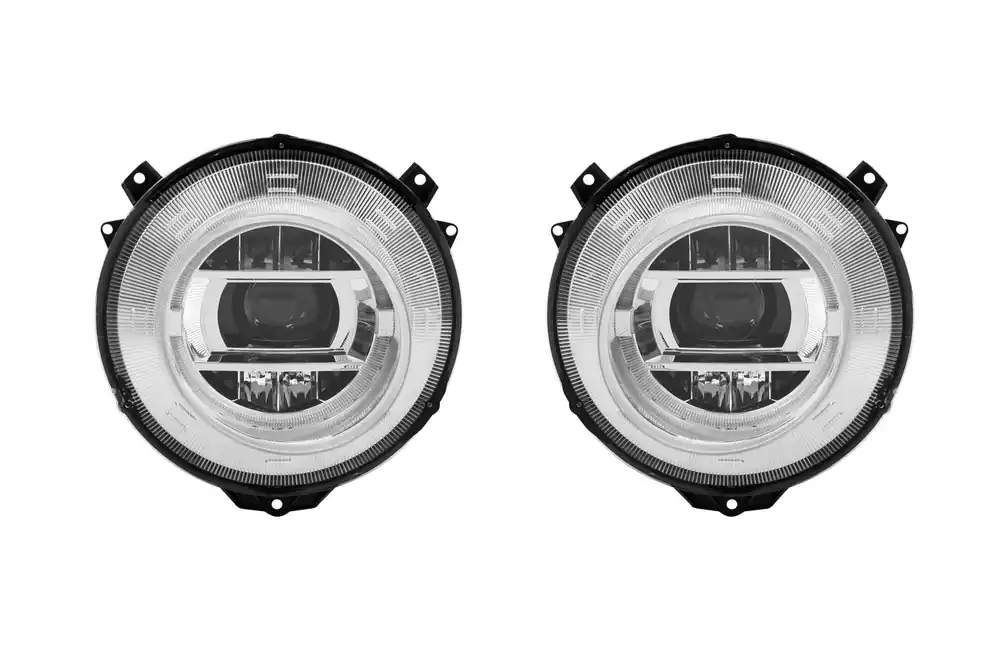 Set de faruri de tuning potrivit pentru Mercedes G-Class W463 cu design W464 1989-2018 cu bază cromată, stânga și dreapta Preț redus