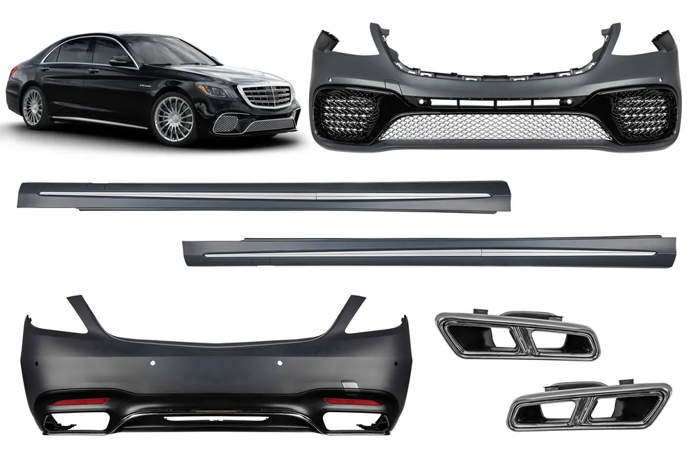 Doar azi Un pachet de design tip S65 cu praguri potrivite pentru Mercedes S-Class W222 2017-2020 cu ampatament lung