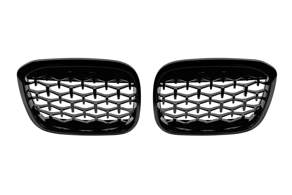 Noutate Grile rinichi diamantate lac negru potrivite pentru BMW X3 G01, X4 G02 2019-2021