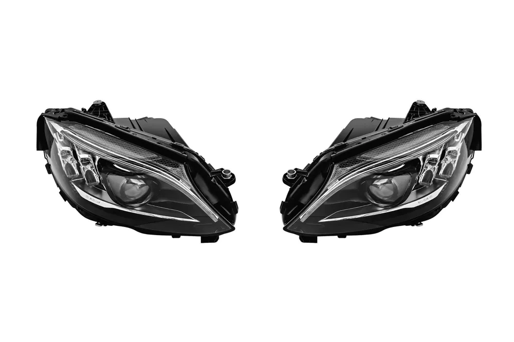Kit de tuning faruri LED New Design potrivit pentru Mercedes C-Class W205, S205 2014-2018 cu bază cromată, stânga și dreapta Chilipir