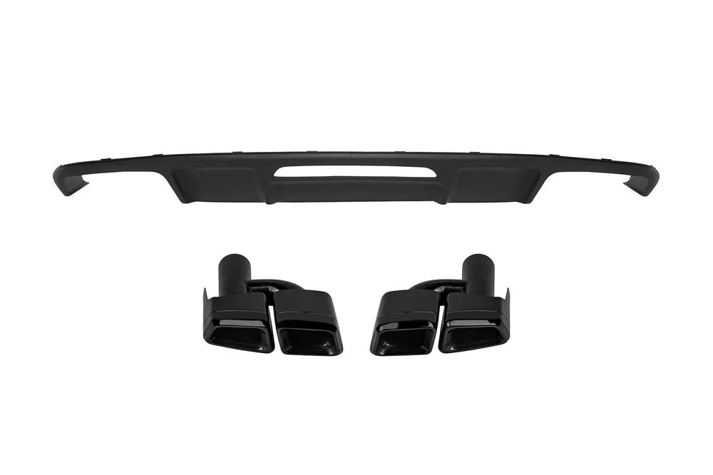 Cumpără online Difuzor tip CLS63 cu capete negre potrivit pentru bara spate A Design pe Mercedes CLS W218 2011-2018 -oo–oo-