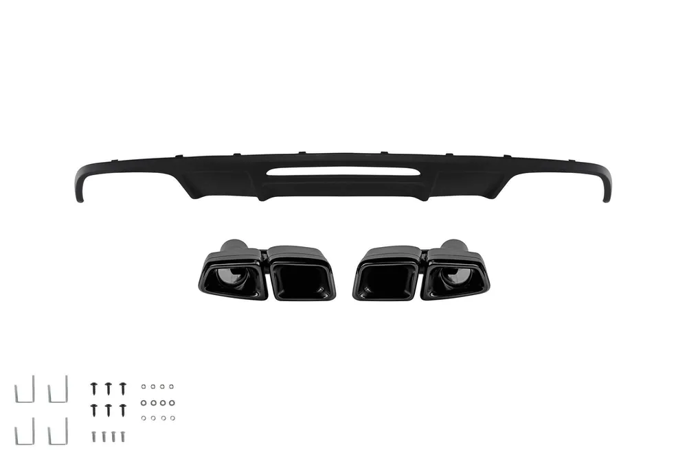 Cumpără online Difuzor tip CLS63 A Design cu capace negre, potrivit pentru bara spate standard a Mercedes CLS W218 2011-2018 -oo–oo-