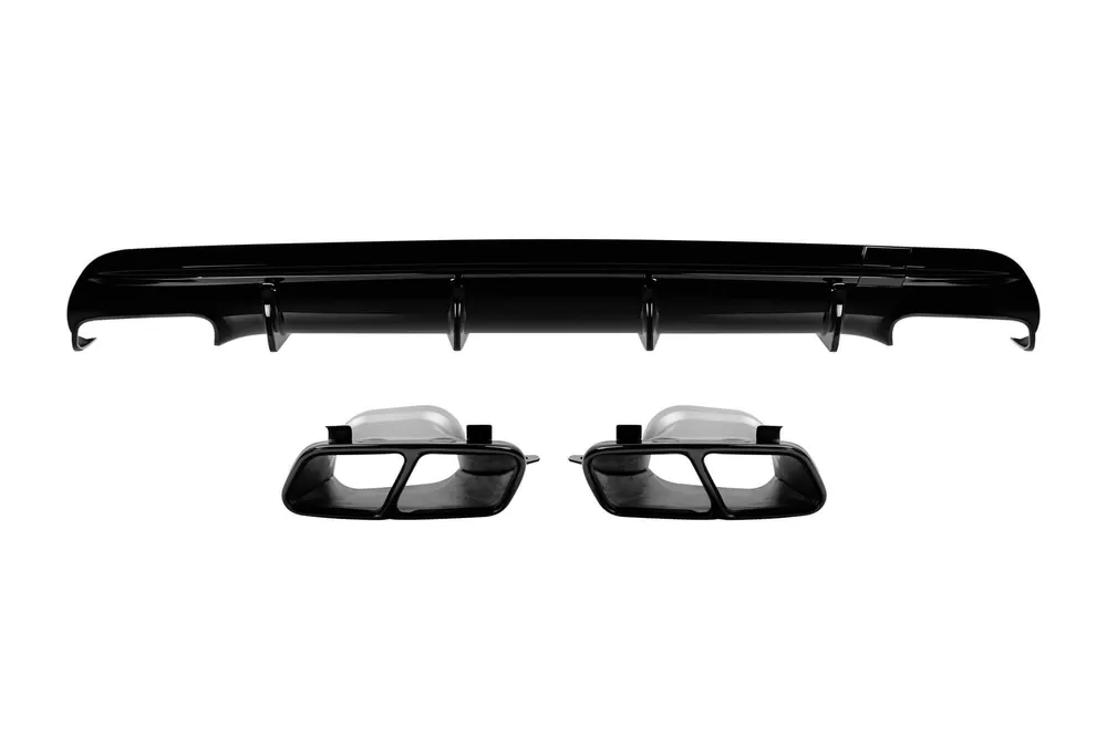 Expediere rapidă Difuzor cu capete negre tip CLA45 potrivit pentru bara spate A Design pe Mercedes CLA C117 2013-2015, lac negru, -oo–oo-