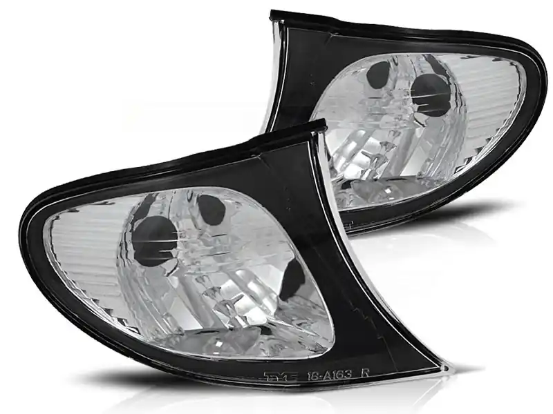 Set de semnale de tuning potrivit pentru far pentru BMW Seria 3 E46 sedan/combinație 2001-2005 cu bază cromată și cadru negru stânga + dreapta Livrare expres