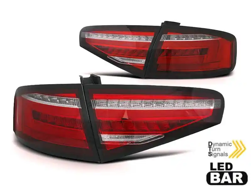 Preț redus Set de stopuri LED de tuning potrivit pentru Audi A4 B8 sedan 2012-2015 bază roșie pentru modelul cu stopuri halogene, stânga și dreapta