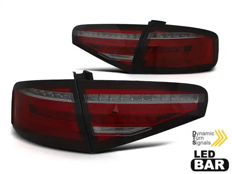 Plată sigură Kit de stopuri LED de tuning potrivit pentru Audi A4 B8 sedan 2012-2015 bază fumurie roșie pentru modelul cu stopuri halogene, stânga și dreapta