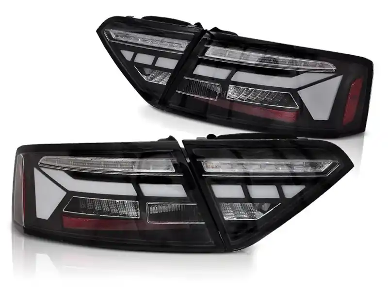 Kit de stopuri LED de tuning potrivit pentru Audi A5 2011-2016 cu bază neagră, cu semnalizare dinamică, stânga și dreapta Plată securizată