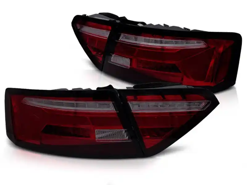 Retur gratuit Set de stopuri LED de tuning potrivit pentru Audi A5 2011-2016 cu bază fumurie roșie, cu semnalizator dinamic, stânga și dreapta