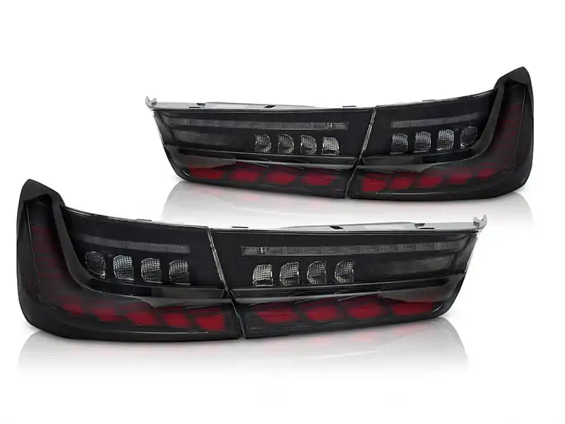 Set de stopuri LED de tuning potrivit pentru BMW Seria 3 G20 2019-2022 cu bază fumurie, semnal de întoarcere dinamic, cu funcția „Bun venit”, stânga și dreapta Reducere de preț