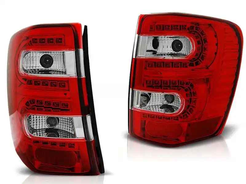 Set de stopuri LED de tuning potrivit pentru Jeep Grand Cherokee 1999-05.2005 roșu/alb, stânga și dreapta Expediere rapidă