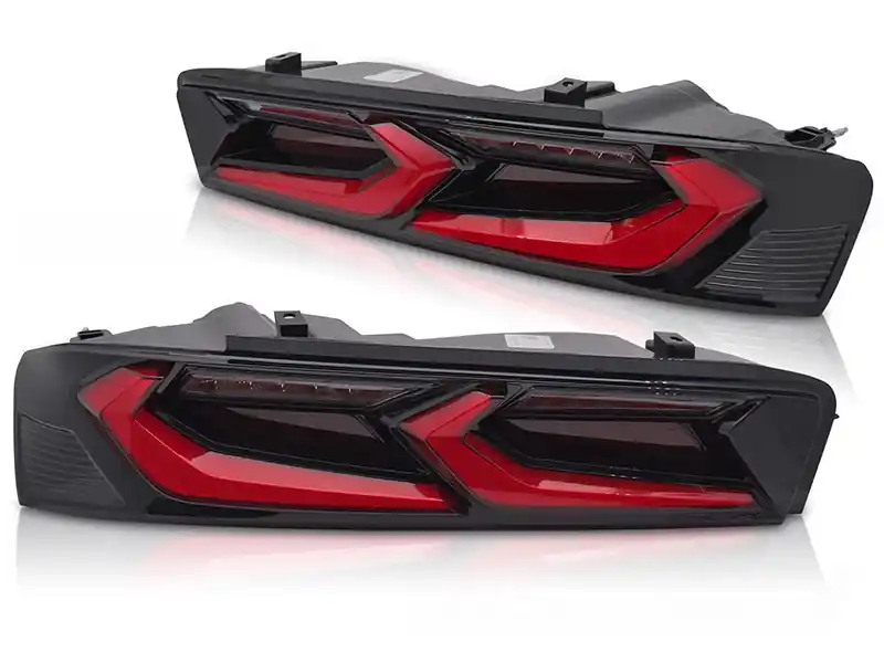 Livrare rapidă Set de stopuri LED de tuning potrivit pentru Chevrolet Camaro 2016-2018, cu semnalizare dinamică, bază negru-roșie, stânga și dreapta