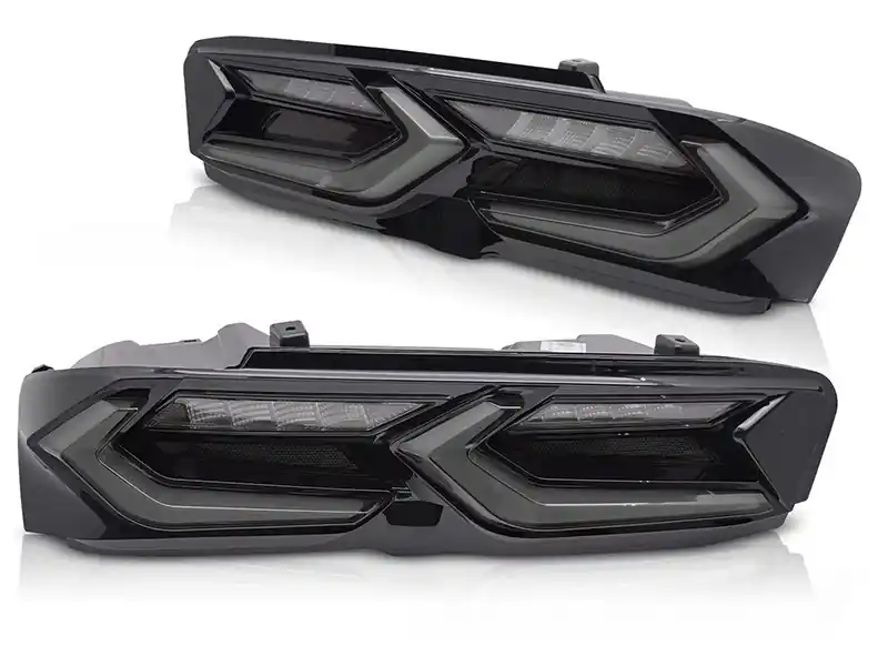 Preț promoțional Set de stopuri LED de tuning potrivit pentru Chevrolet Camaro 2019-2023, cu semnalizator dinamic, bază fumurie neagră, stânga și dreapta