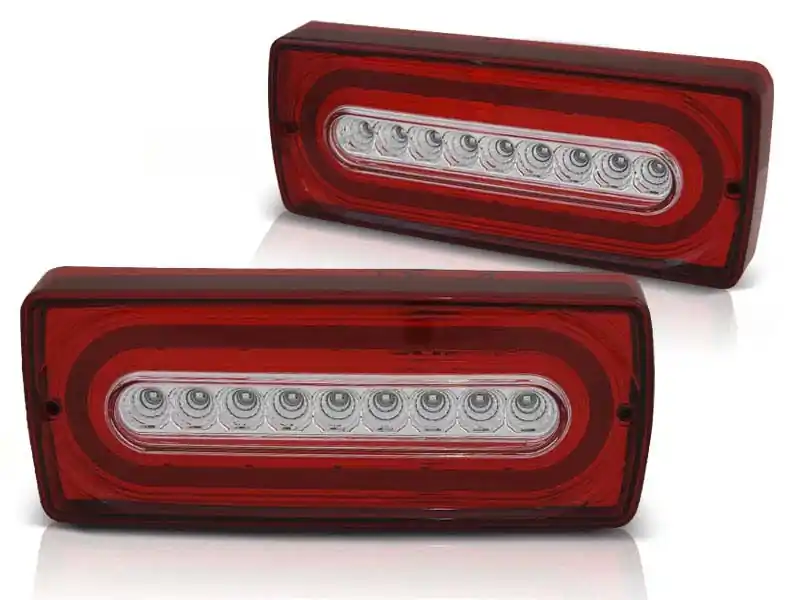 Kit de stopuri LED de tuning potrivit pentru Mercedes G-Class W463 1990-2018 roșu/alb, stânga și dreapta Preț redus