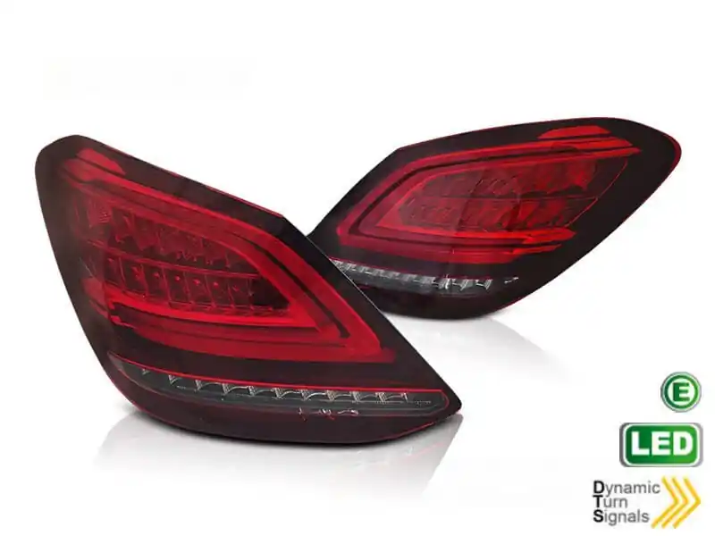 Preferatul clienților Kit de stopuri LED de tuning potrivit pentru Mercedes C-Class W205 sedan 2014-2018, bază roșie albă, cu semnalizator dinamic, stânga și dreapta