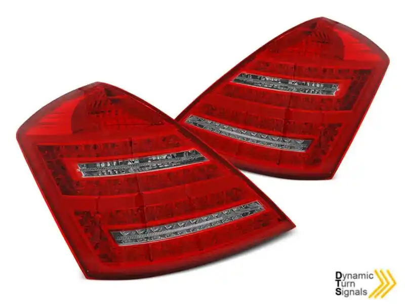 Kit de stopuri LED de tuning potrivit pentru Mercedes W221 Clasa S 2005-2009, bază roșie și albă, cu semnalizator dinamic, stânga și dreapta Popular