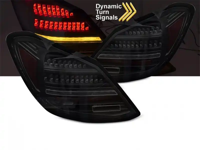 Reducere Set de stopuri LED de tuning potrivit pentru Mercedes C-Class W205 sedan 2014-2021, bază fumurie, cu semnalizare dinamică, stânga și dreapta
