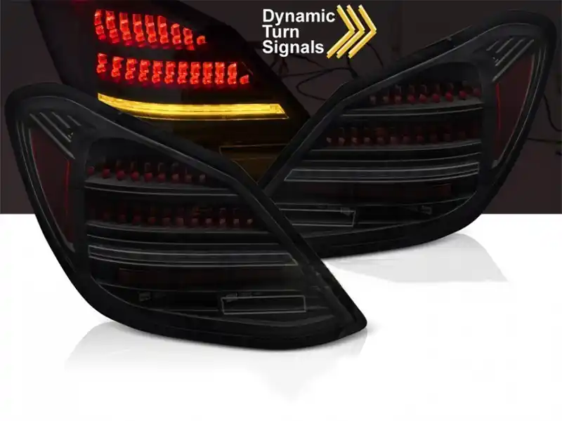 Kit de stopuri LED de tuning potrivit pentru Mercedes C-Class W205 sedan 2014-2021, bază fumurie roșie, cu semnalizare dinamică, stânga și dreapta Nu rata