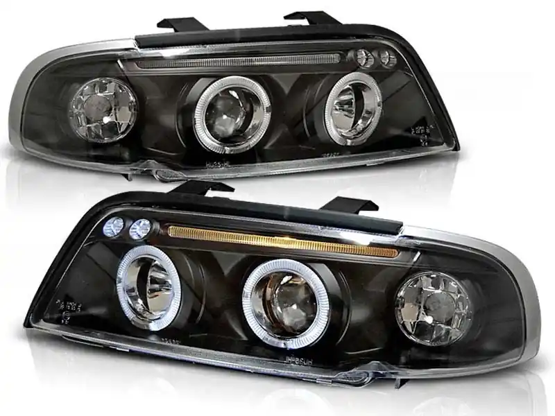 Expediere rapidă Set de faruri de tuning cu ochi de înger halogen potrivit pentru Audi A4 B5 11.1994-12.1998 sedan/combinate, stânga și dreapta