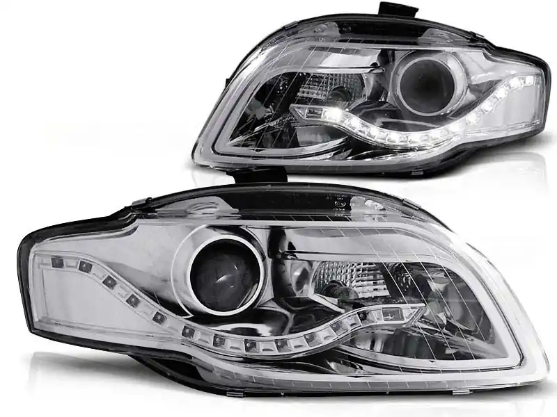 Preț redus Set de faruri de tuning cu lumini LED potrivite pentru Audi A4 B7 11.2004-03.2008 sedan/combinate/cabriolet, stânga și dreapta
