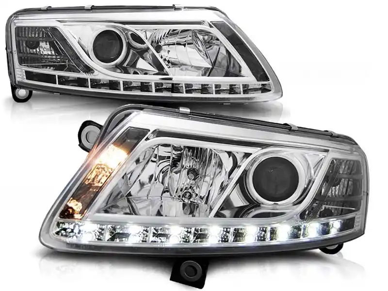 Set de faruri tuning cu lumini DRL reale, potrivit pentru Audi A6 C6 04.2004-2008 sedan/combina, stânga și dreapta Super ofertă