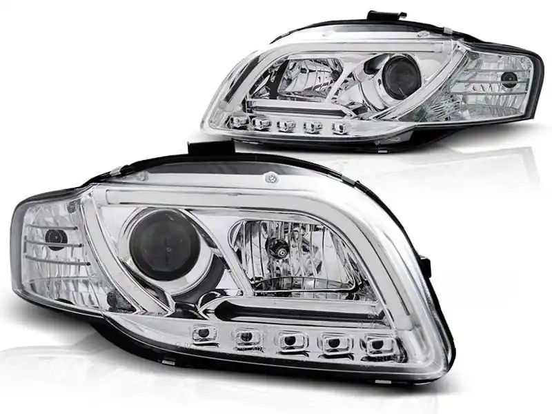 Reducere Set de faruri de tuning cu lumini DRL reale, potrivit pentru Audi A4 B7 11.2004-03.2008 sedan/combinație/cabriolet, stânga și dreapta