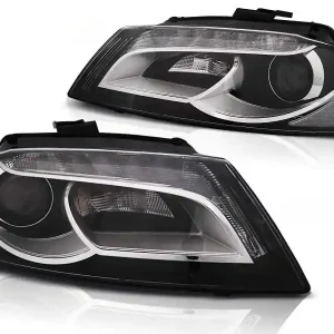 Calitate înaltă Set de faruri de tuning cu lumini DRL reale, potrivit pentru Audi A3 8P 2008-2012 3D/5D, stânga și dreapta