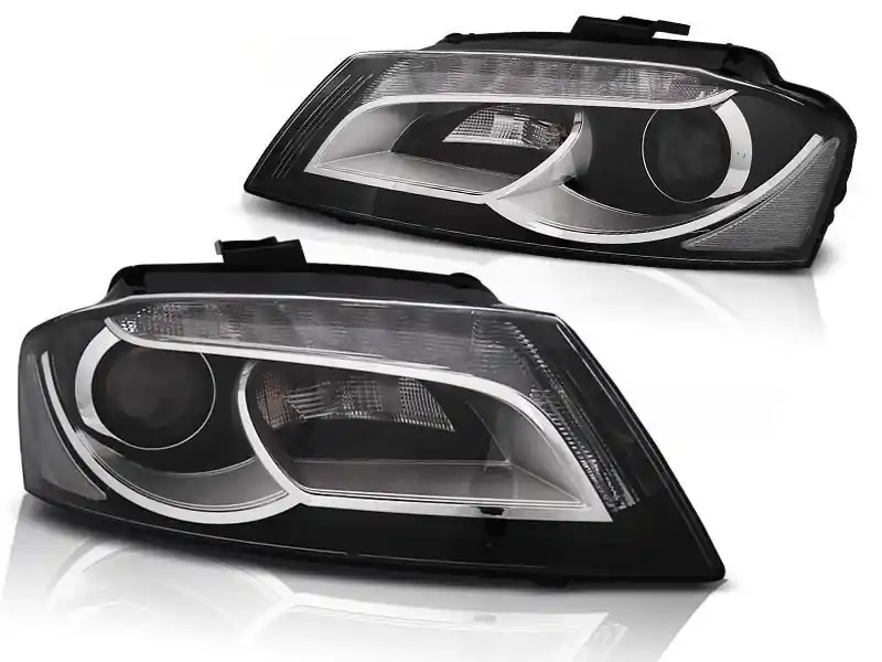 Calitate înaltă Set de faruri de tuning cu lumini DRL reale, potrivit pentru Audi A3 8P 2008-2012 3D/5D, stânga și dreapta