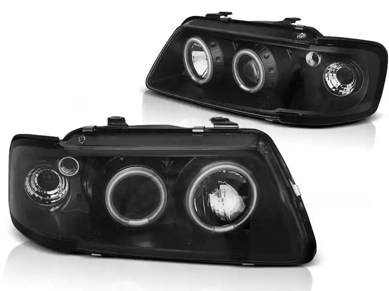 Ofertă exclusivă Set de faruri tuning cu ochi de înger halogen, potrivit pentru Audi A3 8L 08.1996-08.2000, stânga și dreapta